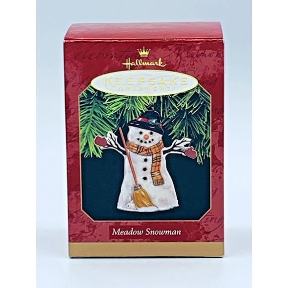 1997 Hallmark Pressed Tin Meadow Santa Vintage Christmas Ornament Mint in Box - Picture 9 of 11